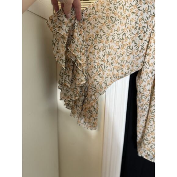 Calvin Klein Women's Floral Ruffle Boho Blouse Size 2X Batwing Sleeves Fairy - Picture 9 of 10